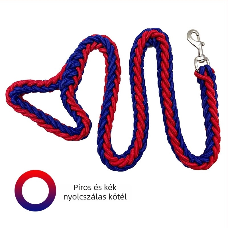 Nylon fonott nyolcszálú kutyapóráz közepes és nagy testű kutyáknak