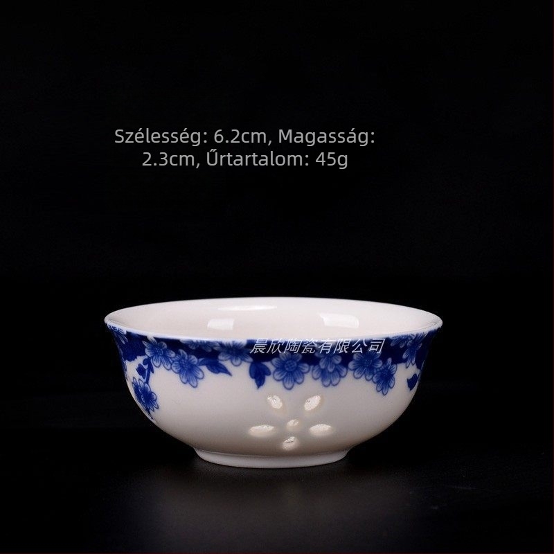 Hőálló üveges teáskanna kerámiaszűrővel, kék-fehér porcelán teáscsésze, Kung Fu teás készlet