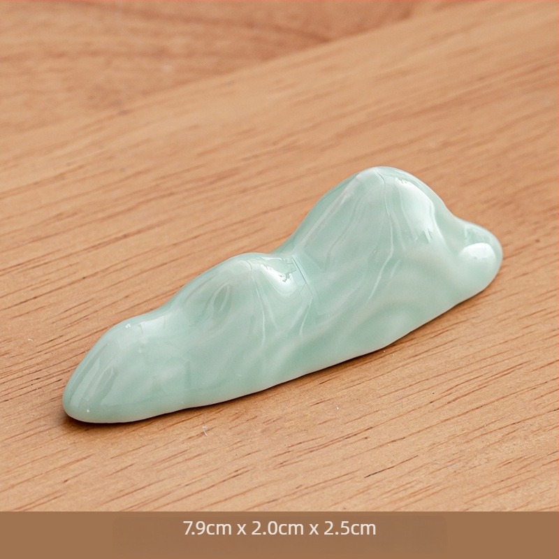 Zöld porcelán tea ceremóniája kiegészítők: tolltartó, teáskanna fedél tartó, kreatív sziklakert dekoráció, matcha kanál tartó, matcha kiegészítők