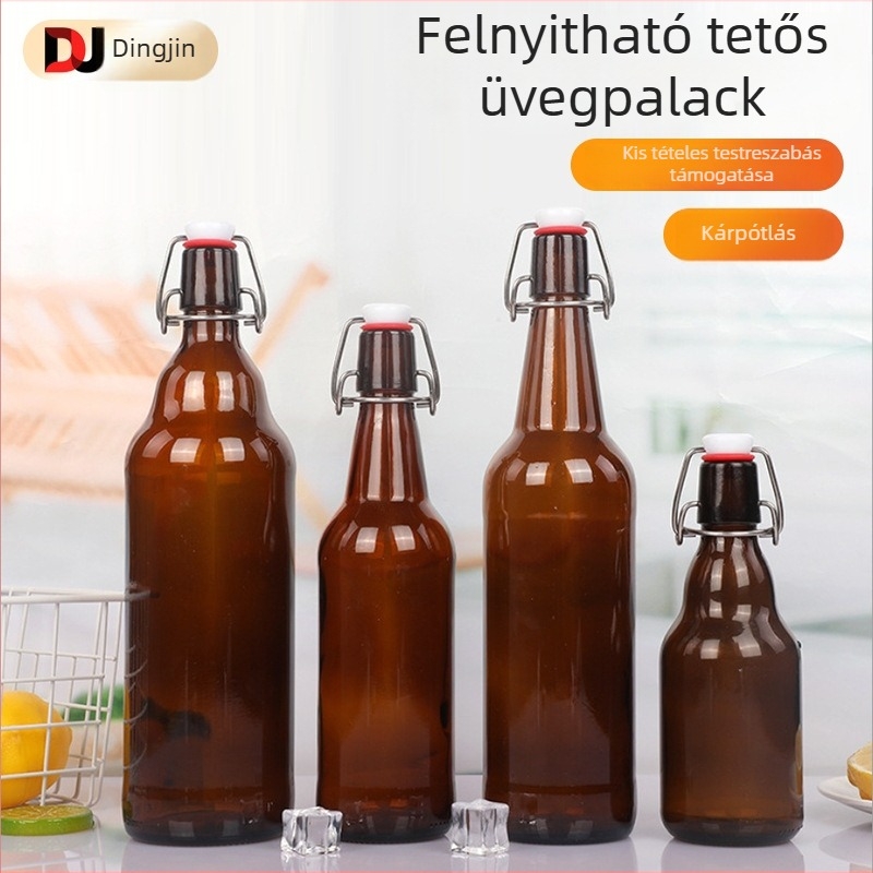 Barna üvegből készült palack lengő kupakkal, zárt, 500 ml italokhoz és enzimekhez (üres újra csomagolható palack)