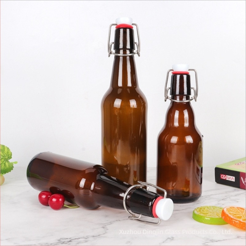 Barna üvegből készült palack lengő kupakkal, zárt, 500 ml italokhoz és enzimekhez (üres újra csomagolható palack)