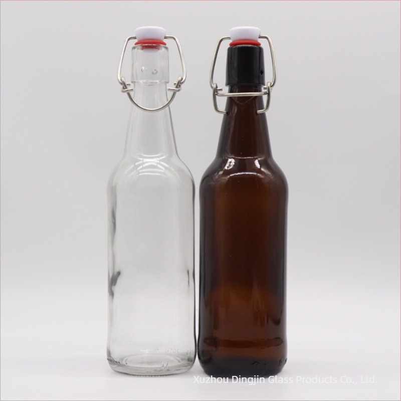 Barna üvegből készült palack lengő kupakkal, zárt, 500 ml italokhoz és enzimekhez (üres újra csomagolható palack)
