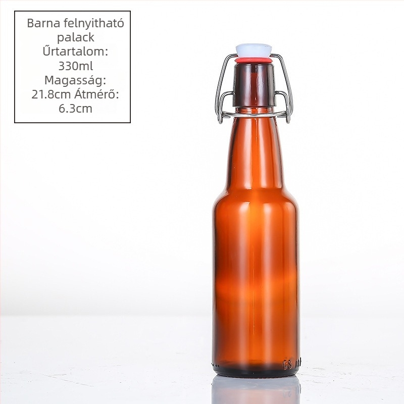 Barna üvegből készült palack lengő kupakkal, zárt, 500 ml italokhoz és enzimekhez (üres újra csomagolható palack)