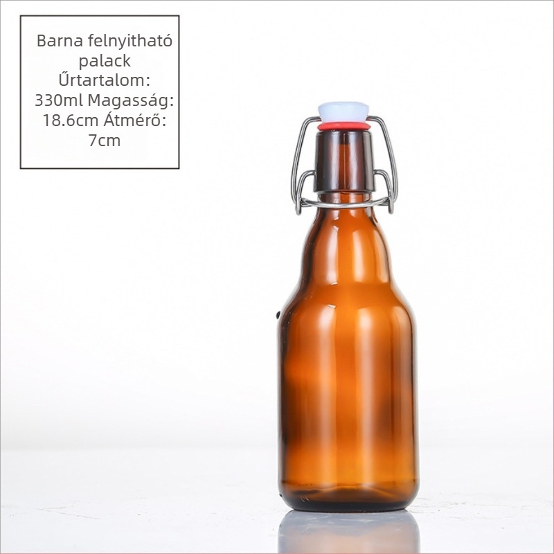Barna üvegből készült palack lengő kupakkal, zárt, 500 ml italokhoz és enzimekhez (üres újra csomagolható palack)