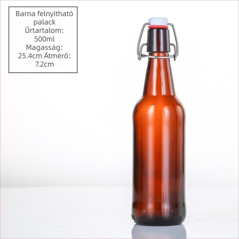 Barna üvegből készült palack lengő kupakkal, zárt, 500 ml italokhoz és enzimekhez (üres újra csomagolható palack)