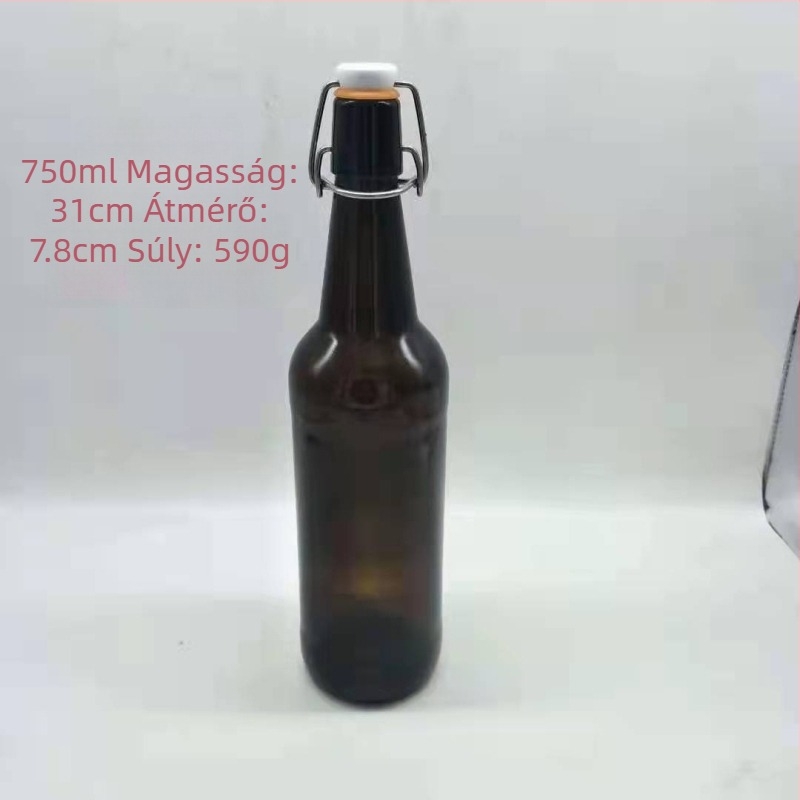Barna üvegből készült palack lengő kupakkal, zárt, 500 ml italokhoz és enzimekhez (üres újra csomagolható palack)