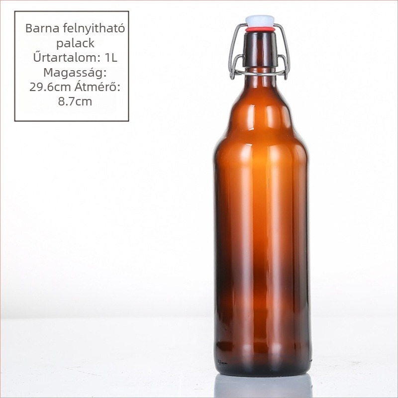 Barna üvegből készült palack lengő kupakkal, zárt, 500 ml italokhoz és enzimekhez (üres újra csomagolható palack)