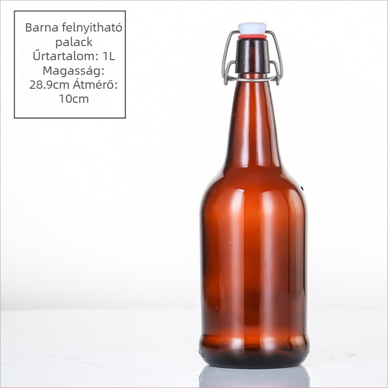 Barna üvegből készült palack lengő kupakkal, zárt, 500 ml italokhoz és enzimekhez (üres újra csomagolható palack)