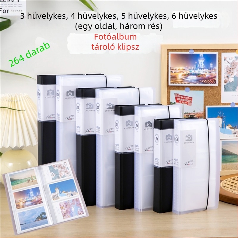 3-6 hüvelykes fotóalbum, képeslap-tároló beépített oldalakkal, 264 kártya kapacitás