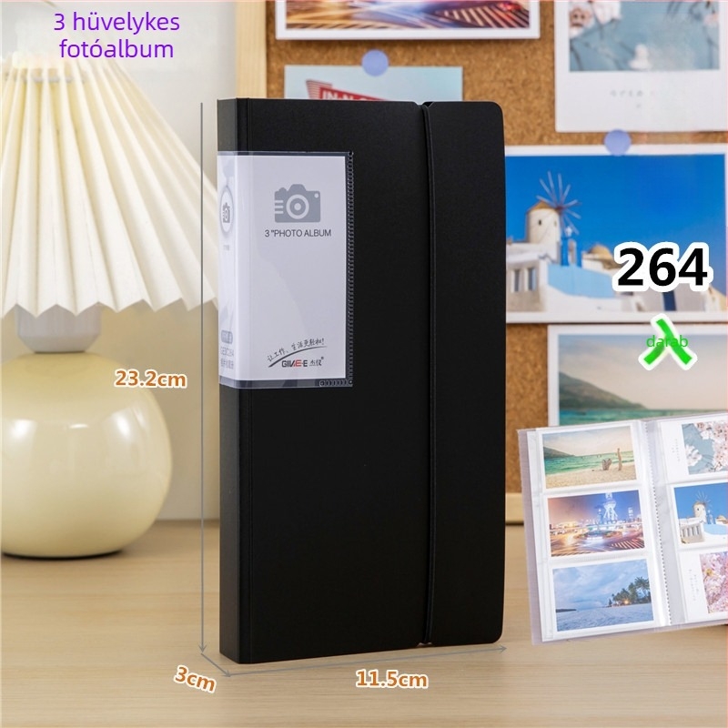 3-6 hüvelykes fotóalbum, képeslap-tároló beépített oldalakkal, 264 kártya kapacitás