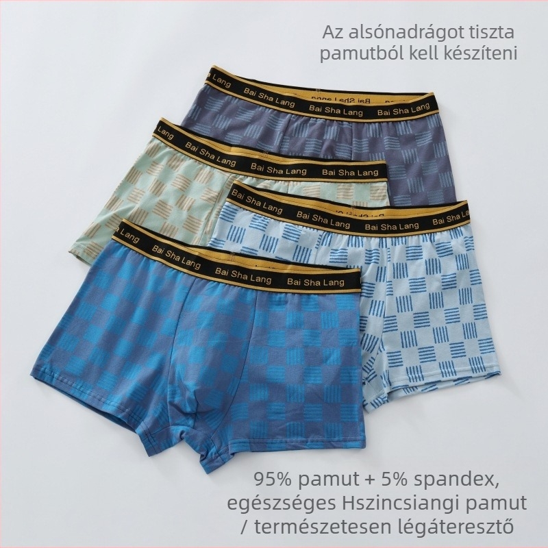 Légáteresztő férfi boxeralsó LYCRA és pamut, hálós béléssel
