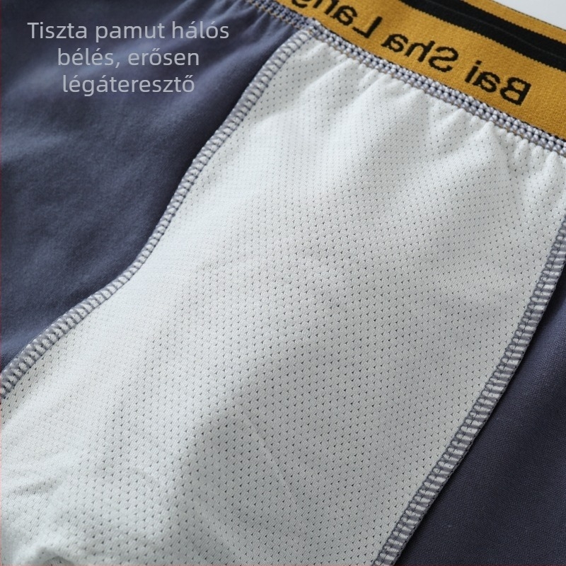 Légáteresztő férfi boxeralsó LYCRA és pamut, hálós béléssel