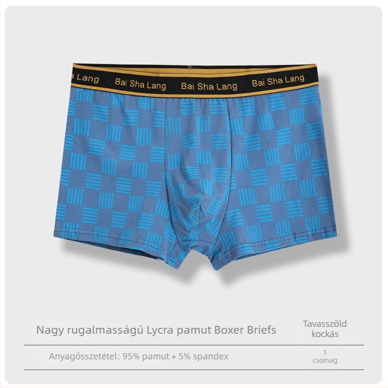 Légáteresztő férfi boxeralsó LYCRA és pamut, hálós béléssel