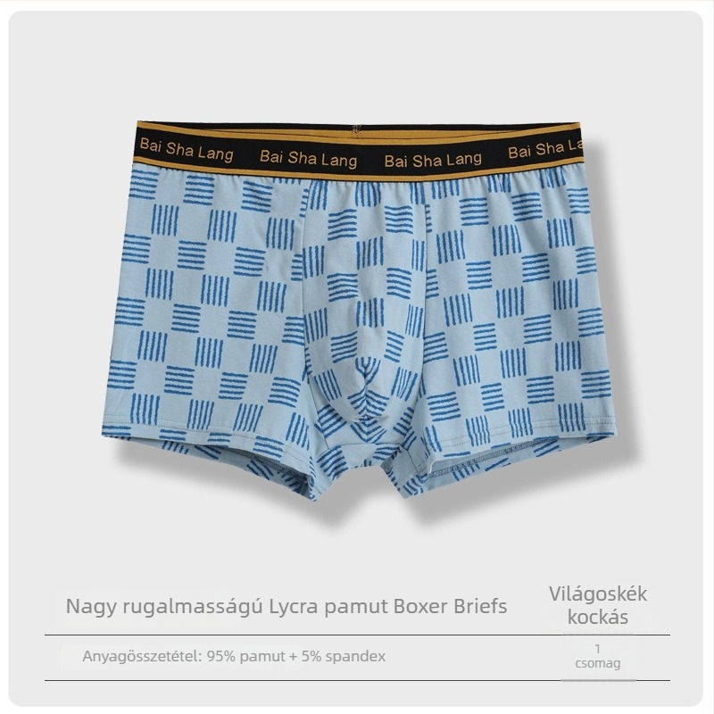 Légáteresztő férfi boxeralsó LYCRA és pamut, hálós béléssel