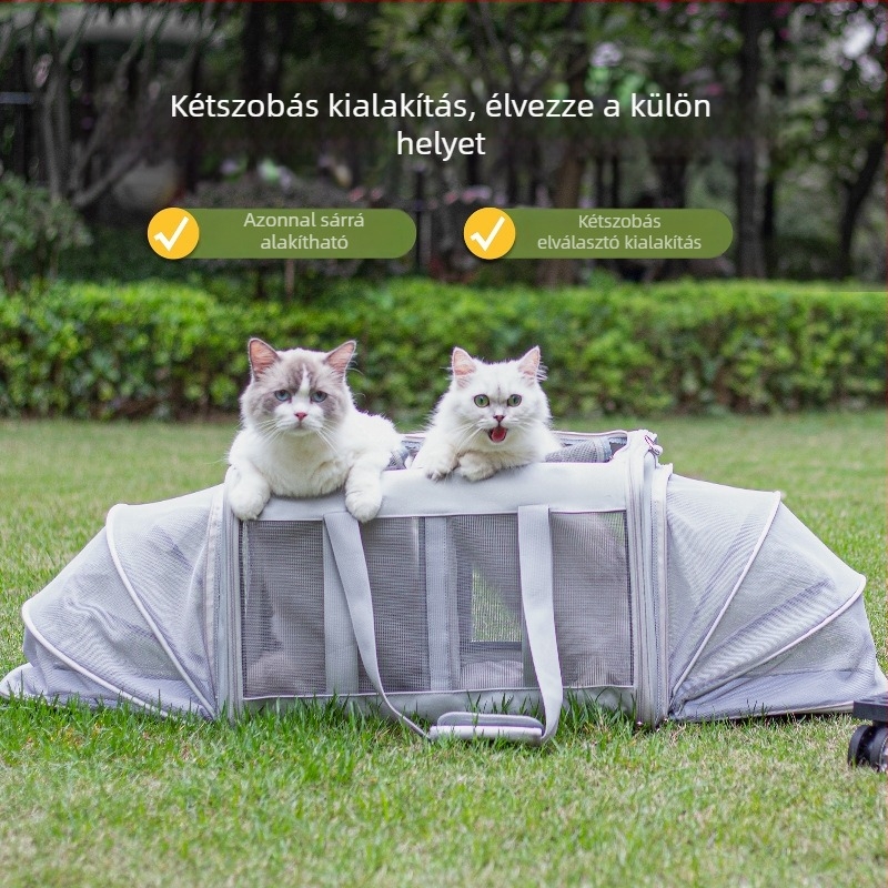 Kerékkel felszerelt állat szállítótáska, nagy kapacitású, macskáknak és kutyáknak, légáteresztő, bővíthető utazótáska