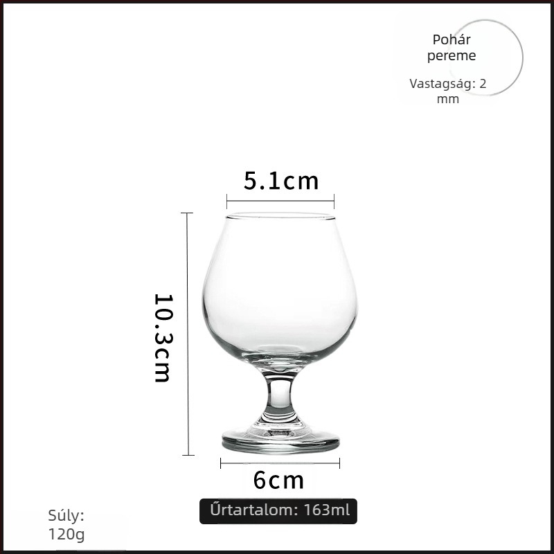 Libbey brandy pohár, rövid lábú, vastag, tulipán alakú, európai stílusú pohár