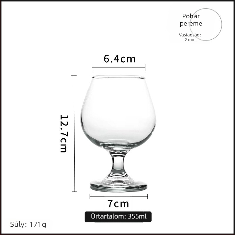 Libbey brandy pohár, rövid lábú, vastag, tulipán alakú, európai stílusú pohár