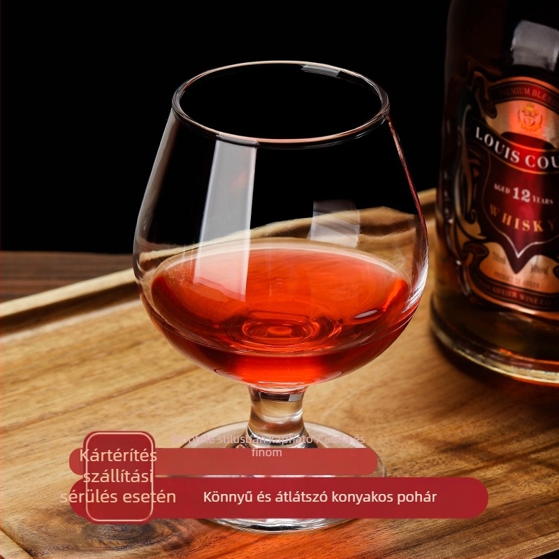 Rövid lábú brandy pohár, vörös- és whiskypohár, üvegpohár nagy hasú dizájnnal, 301–400 ml
