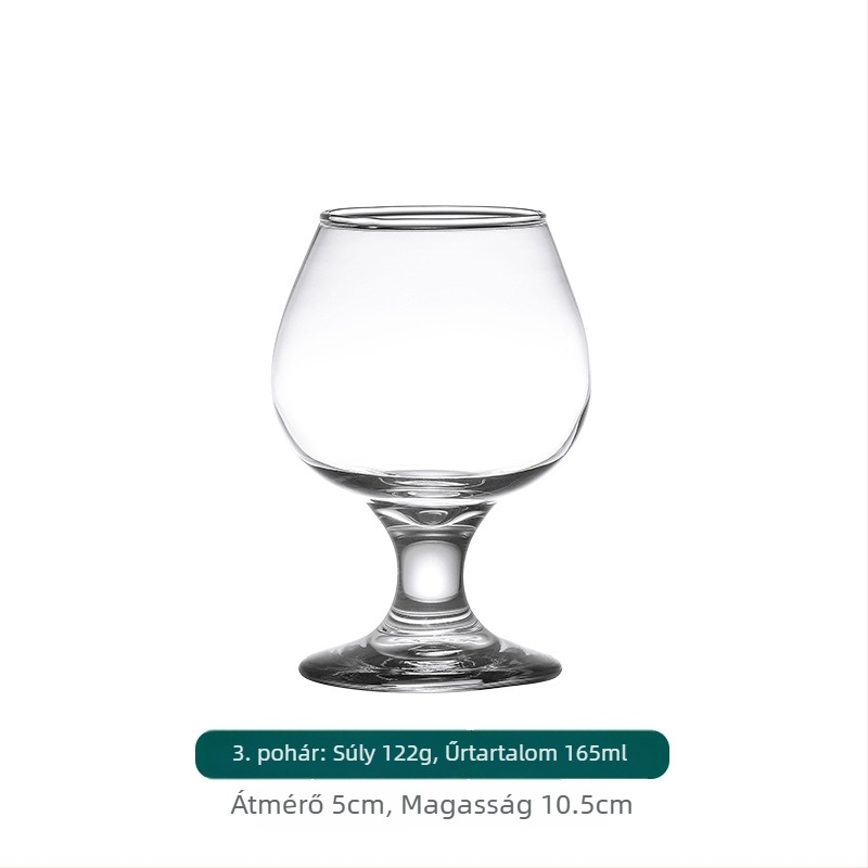 Rövid lábú brandy pohár, vörös- és whiskypohár, üvegpohár nagy hasú dizájnnal, 301–400 ml