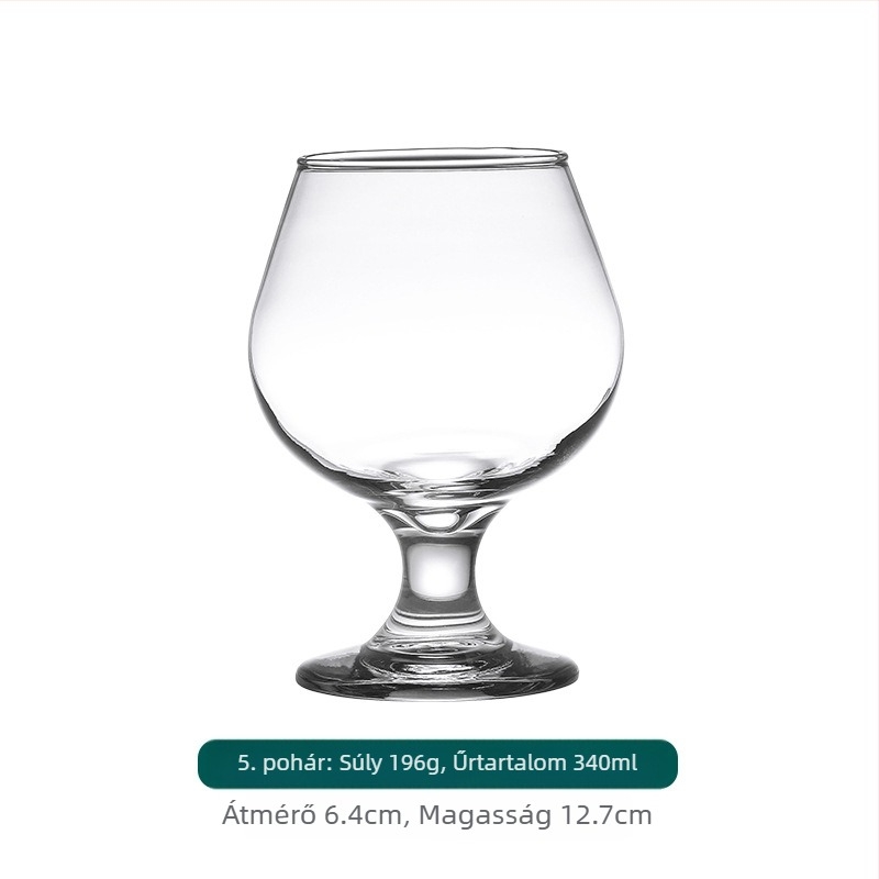Rövid lábú brandy pohár, vörös- és whiskypohár, üvegpohár nagy hasú dizájnnal, 301–400 ml