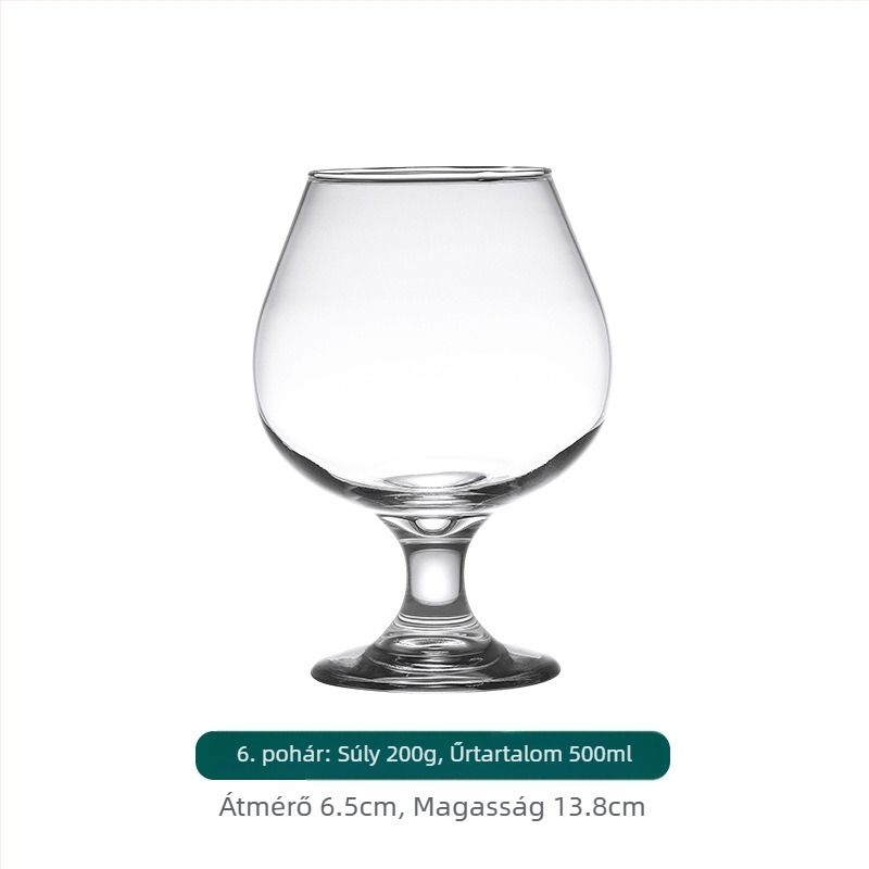 Rövid lábú brandy pohár, vörös- és whiskypohár, üvegpohár nagy hasú dizájnnal, 301–400 ml