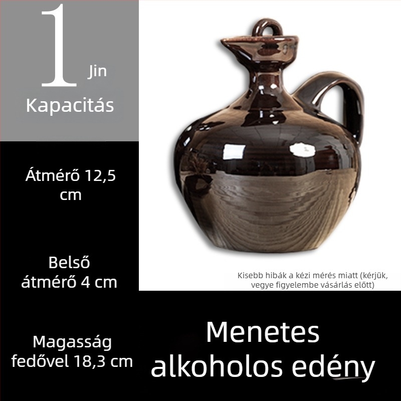 Ősi stílusú kerámia boros kanna fedéllel, hagyományos terrakotta boros tartály, boros üveg, 1 jin, 2 jin, 3 jin, 5 jin