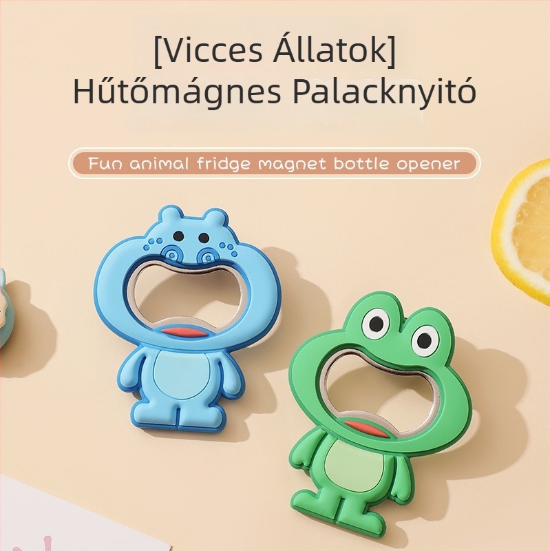 Állat alakú hűtőmágnes kreatív üvegnyitóval, 2 az 1-ben sörnyitó és mágneses jegyzetek, puha gumi anyag