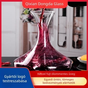 Ólommentes kristályüveg vörösboros dekantáló ferde száju, csiga alakú kiöntővel – prémium készlet