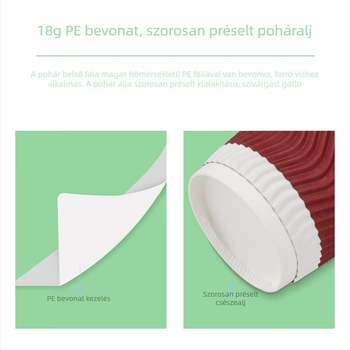 Qixin egyszer használatos szigetelt, vastagított papírpohár dupla falú kialakítással kávéhoz vagy teához, 201–300 ml, mikrohullámú sütőben használható