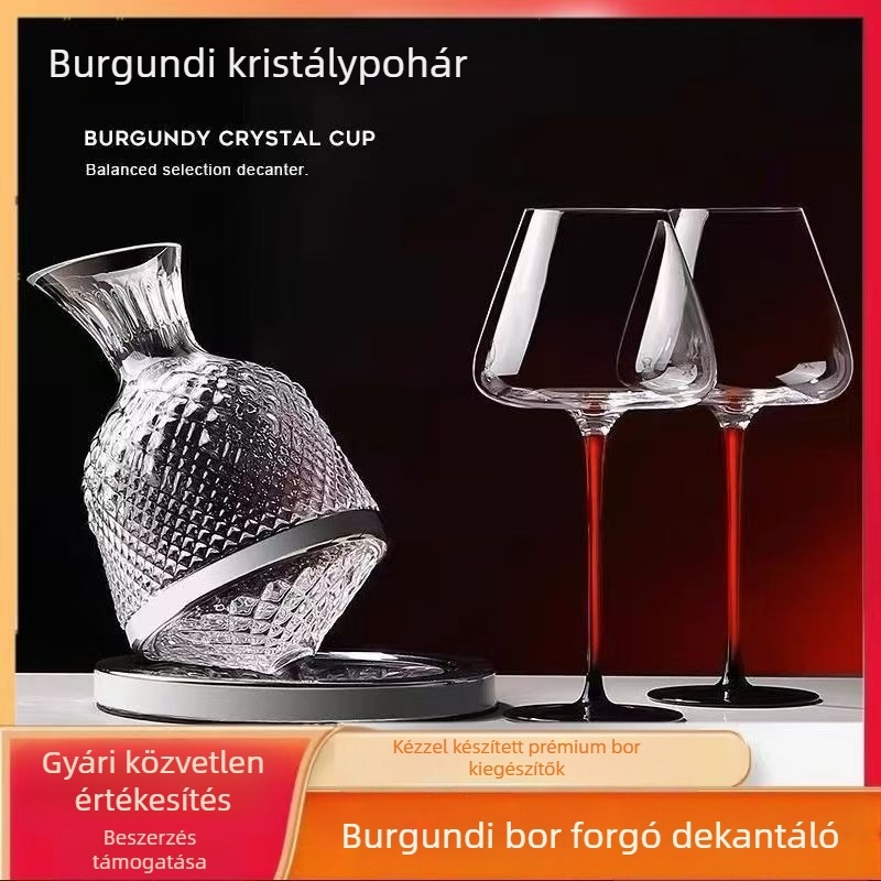 Saint Mes kristályos vörösboros decantáló készlet pezsgőtoronnyal