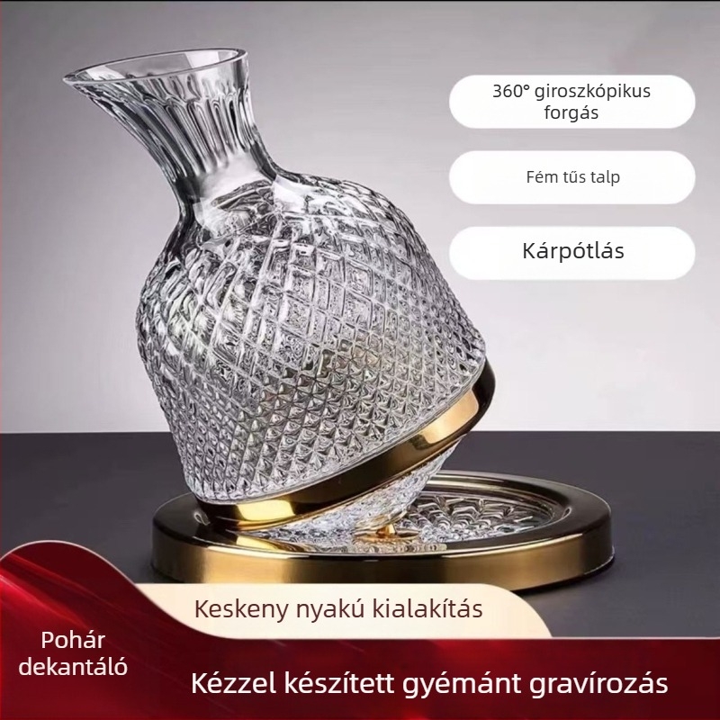 Saint Mes kristályos vörösboros decantáló készlet pezsgőtoronnyal