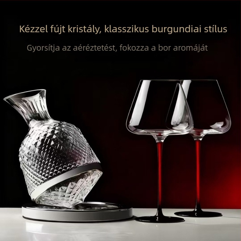 Saint Mes kristályos vörösboros decantáló készlet pezsgőtoronnyal