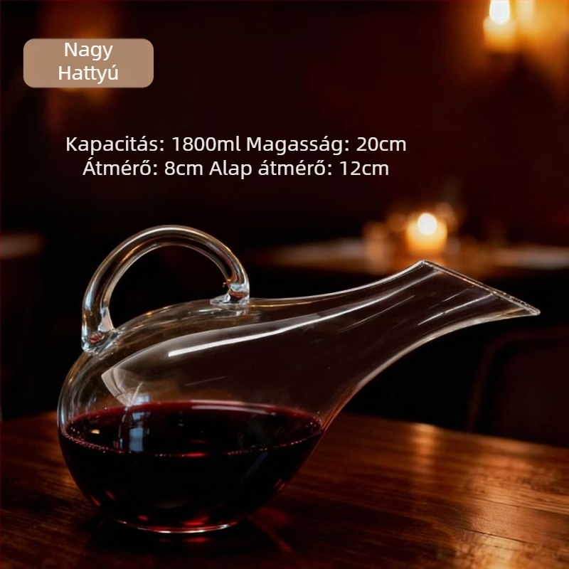 Vörösbor-dekanter kristályüvegből, 1000 ml kapacitású, otthoni használatra és elegáns éttermekbe.