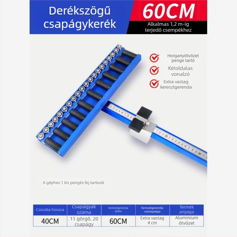 T-alakú csempe tolóeszköz csapágyas görgővel és csigával kerámia csempekre, padlólapokra és kőlemezekre