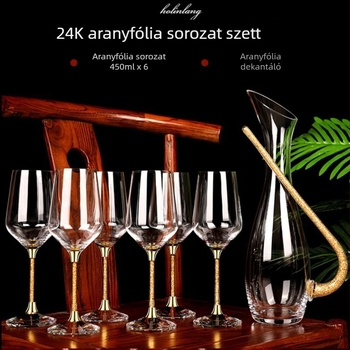 LUTIANNENG ólommentes kristály kézzel készített borospohár aranyfóliával, otthoni használatra, prémium, nagy hasú test és magas láb
