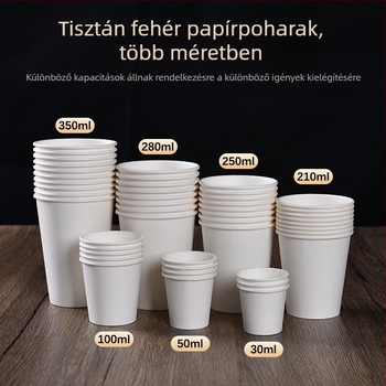 Egyszer használatos mini papírpohár, fehér, kóstoló pohár, 30 ml
