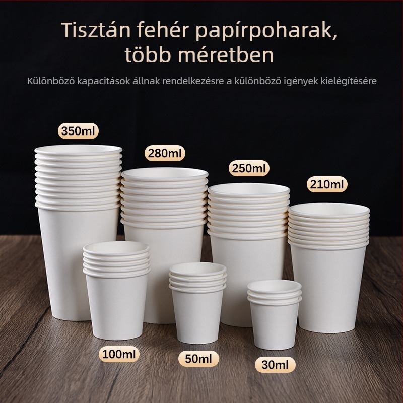 Egyszer használatos mini papírpohár, fehér, kóstoló pohár, 30 ml