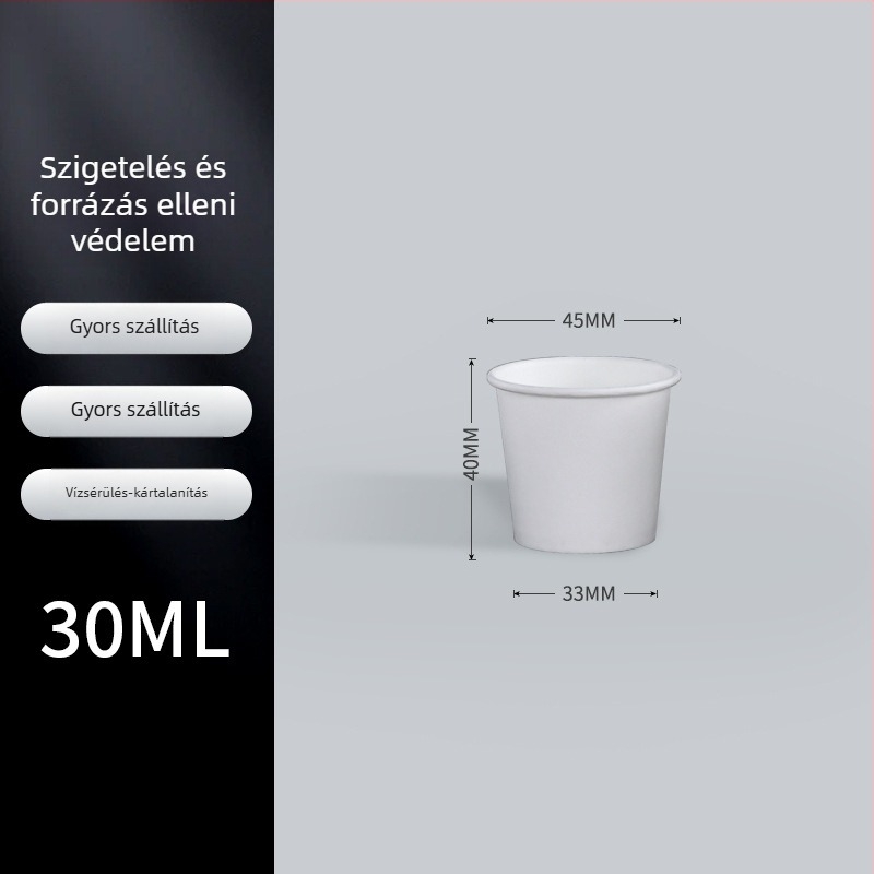 Egyszer használatos mini papírpohár, fehér, kóstoló pohár, 30 ml