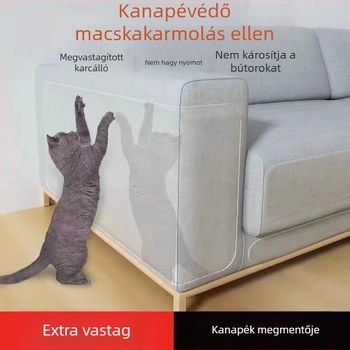 Átlátszó kanapé szélső védő, macska karmolás elleni, PVC anyag