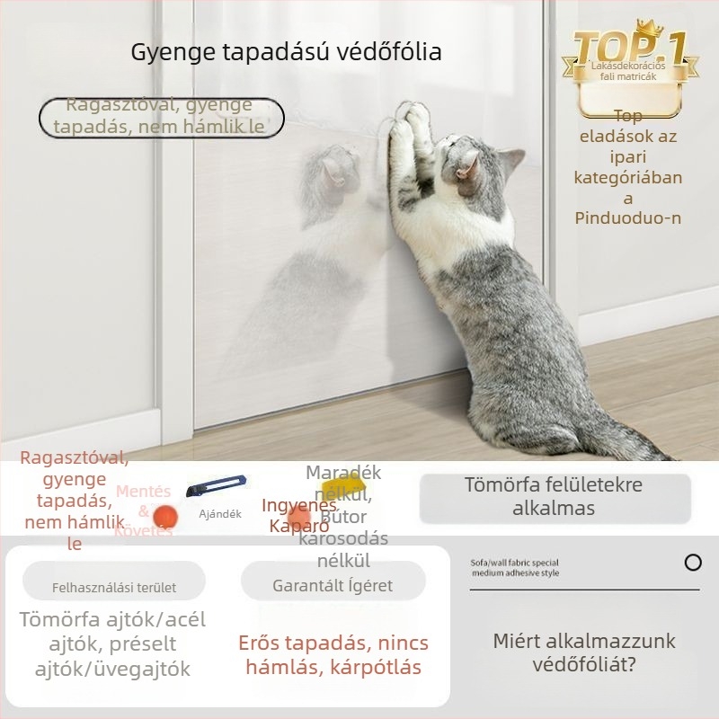 Átlátszó kanapé szélső védő, macska karmolás elleni, PVC anyag