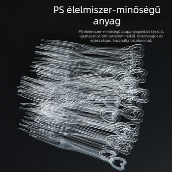 Egyszer használatos gyümölcsvillák, egyedi csomagolásban, átlátszó műanyag desszerthasználati eszközökkel torta- és gyümölcs szúrókkal
