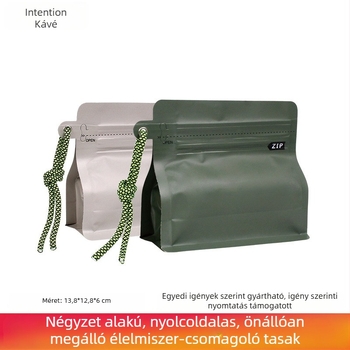 Intention 100 g kávészemek zacskója nyolcszögű zárással, műanyag- és alumíniumfóliás zacskó, önállóan álló csomag élelmiszerekhez és teához