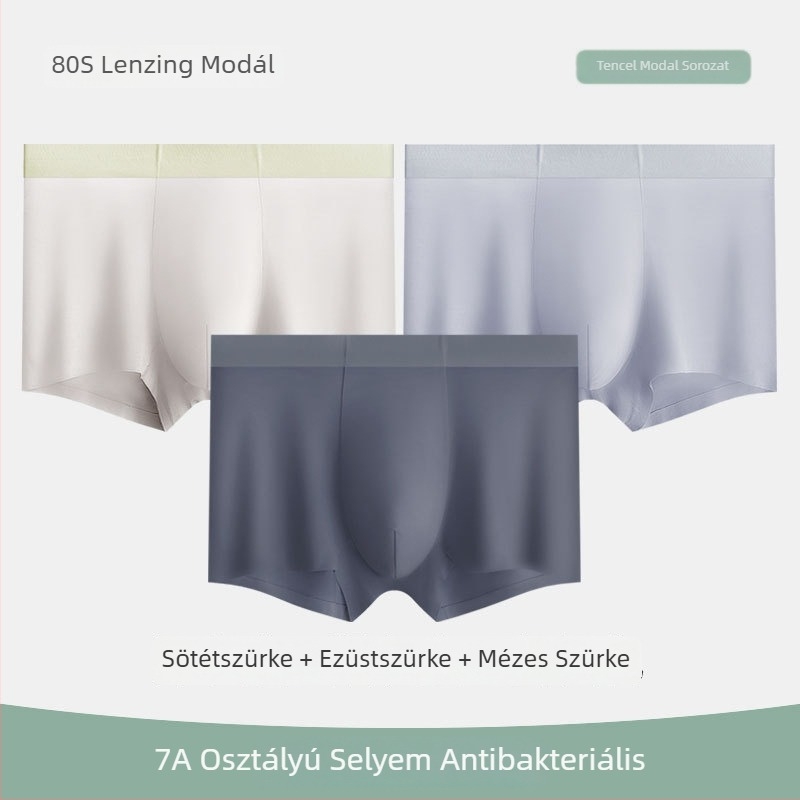 7A antibakteriális férfi alsónemű, 80-as fonalú Tencel Modal, lélegző Lycra boxeralsó középmagas derékkal, varrat nélküli