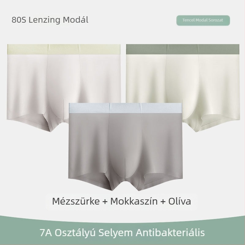 7A antibakteriális férfi alsónemű, 80-as fonalú Tencel Modal, lélegző Lycra boxeralsó középmagas derékkal, varrat nélküli