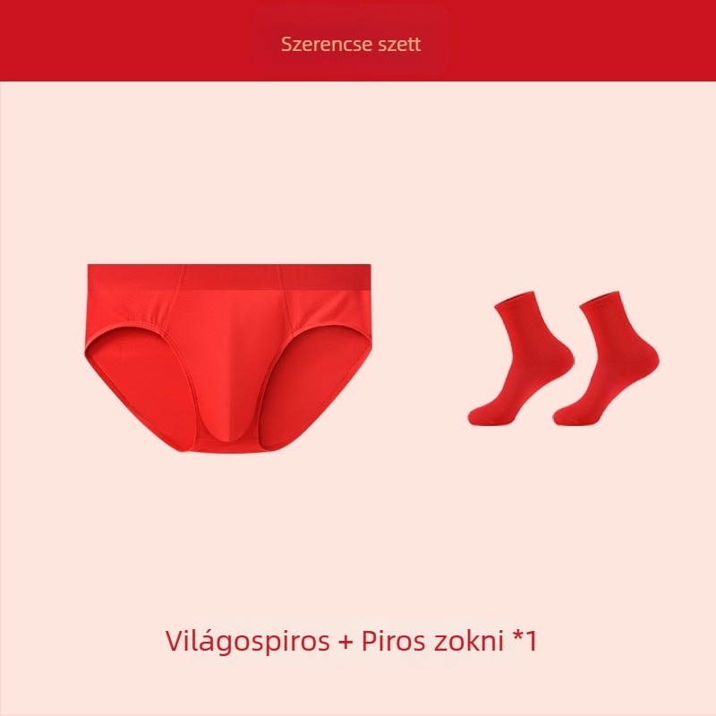 Férfi modal alsónemű, lélegző és kényelmes, élénk piros színben, zodiákus év motívummal