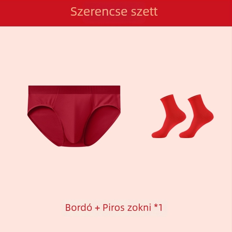 Férfi modal alsónemű, lélegző és kényelmes, élénk piros színben, zodiákus év motívummal