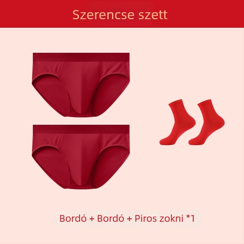 Férfi modal alsónemű, lélegző és kényelmes, élénk piros színben, zodiákus év motívummal