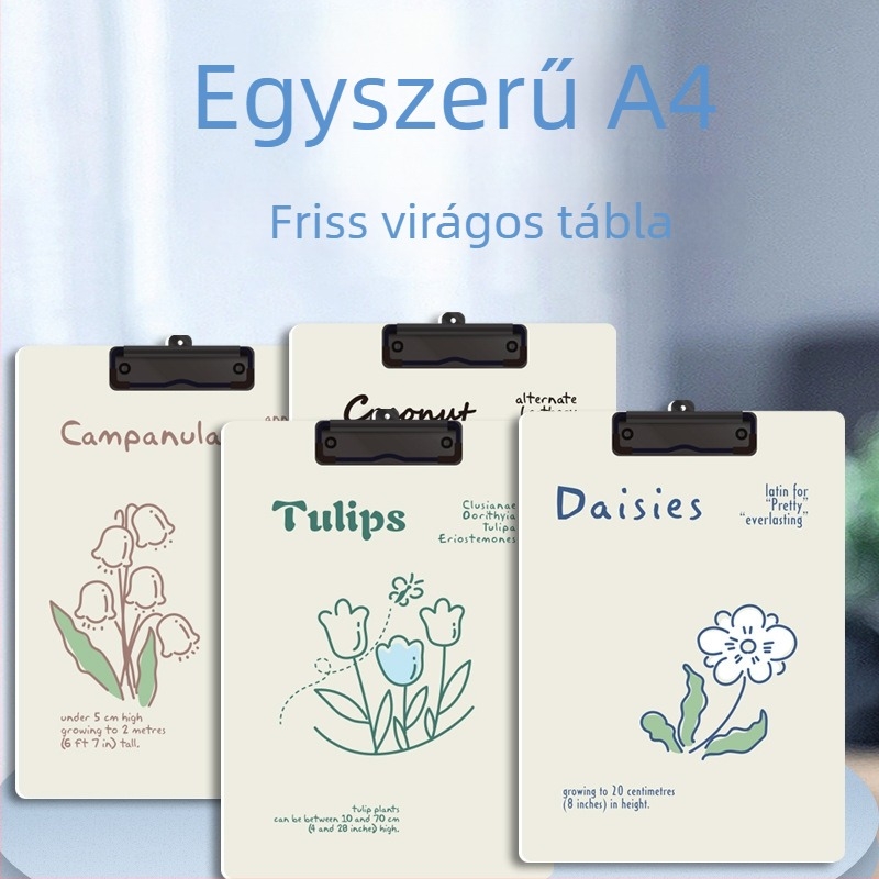 A4-es méretű műanyag mappa dupla csipeszzel, dokumentumokhoz, függőleges asztali használatra