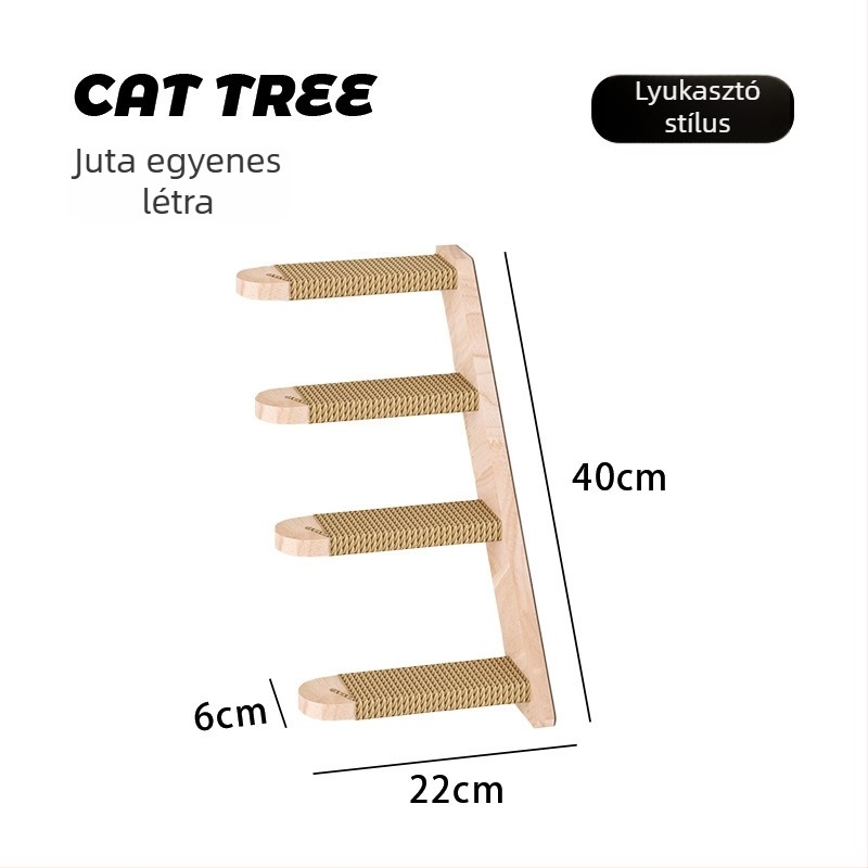Fali DIY macska mászókeret beépített ággyal és ugróterülettel.