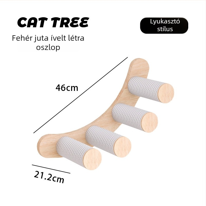 Fali DIY macska mászókeret beépített ággyal és ugróterülettel.